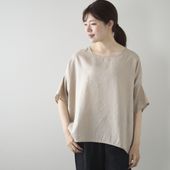 Kilka/涼しくて袖口から下着が見えにくいオーバーブラウス　リネン100